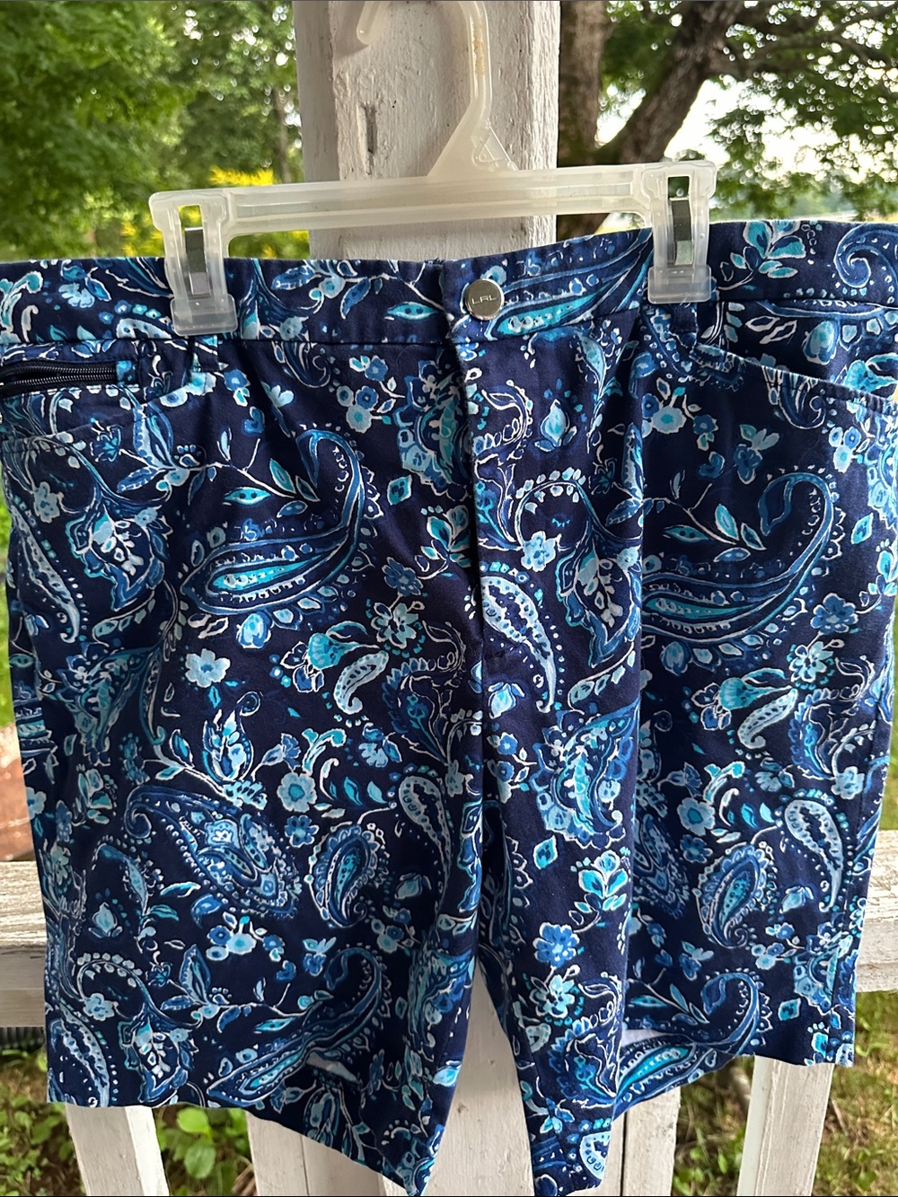 Ralph Lauren Navy and Aqua Paisley Active Shorts size 12
